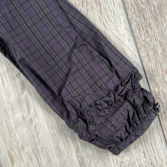 C de C Plaid Cotton Blouse Purple and Black - Picture 4 of 8